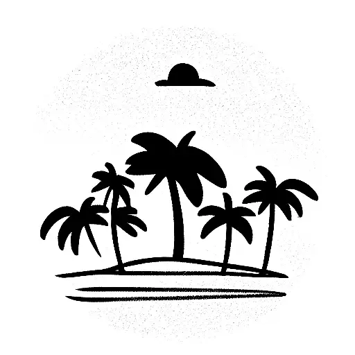 Palm Tree Island With Touches Of Time And Number 10