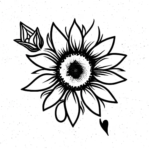 Half Sunflower With Falling Petals