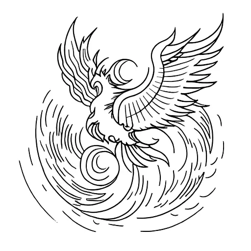 A Minimalist Tattoo Of A Phoenix Rising From A Musical Staff