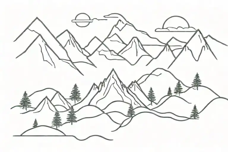 Mountains And Trees Background Looking