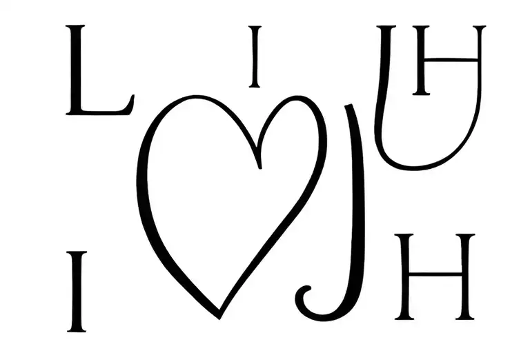 Lh Initial Ih Initial Jh Initial With Heart Connected