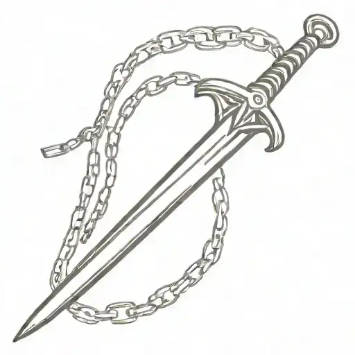 Sword With A Chain Connected To It