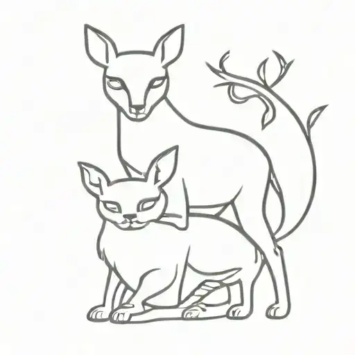Cat And Deer
