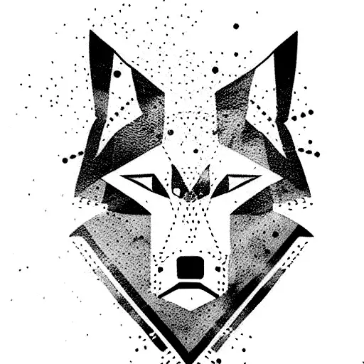 Abstract Minimal Native American Wolf Head