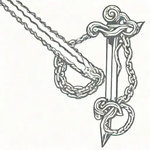 Sword With A Chain Connected To It