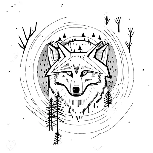 Forest With A Lightning Storm And A Distance Howling Wolf