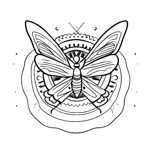 A Peaceful Moth Resting On A Crescent Moon