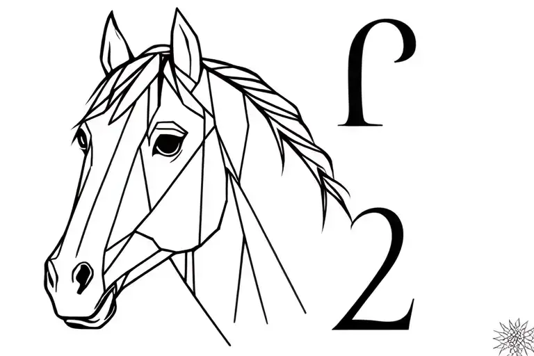 Geometric Horse Head And Number 2