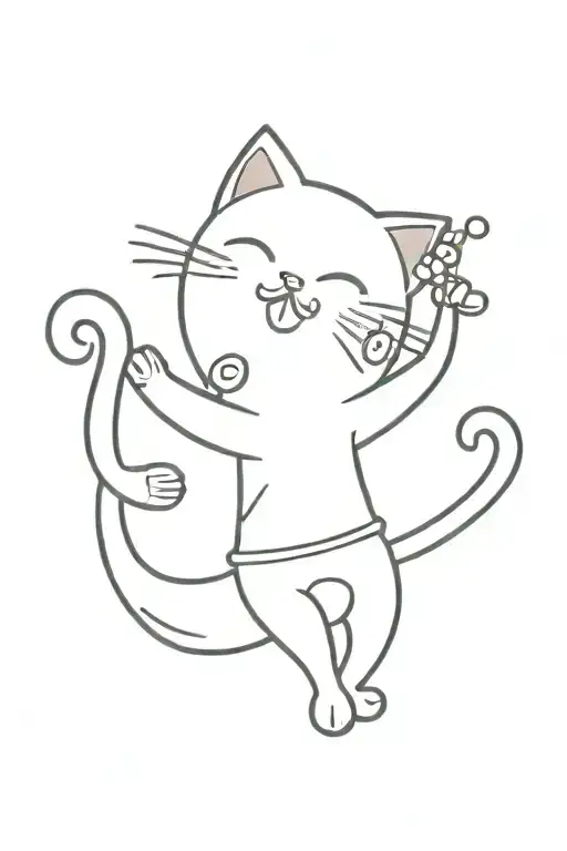 A Playful Design Of A Dancing Cat Wearing A Kpop Idol Outfit
