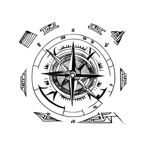 A Tattoo Design Combining Elements Of Greek Mythology And A Compass