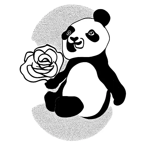 Panda With Roses
