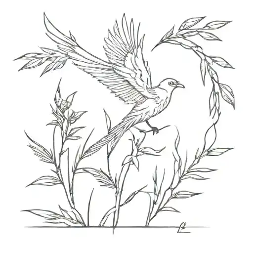 Phoenix And Bamboo Shoots