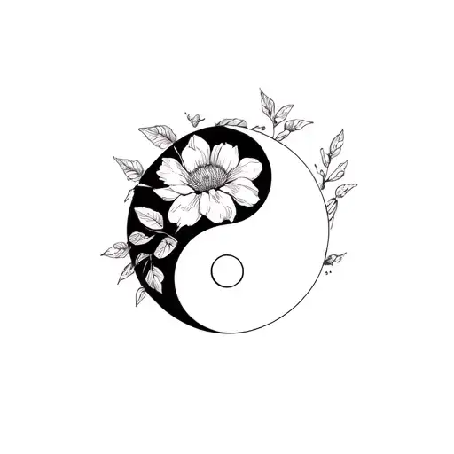 Ying Yang Flowers Fine Line