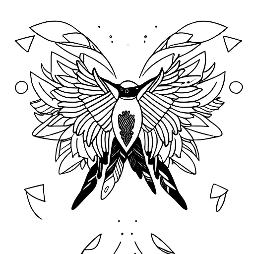 Create A Portrait Of A Hummingbird With The Letter M Subtly Hidden Within The Feathers