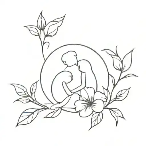 Symbole Of My 2 Kid Me And My Husband In Floral Design