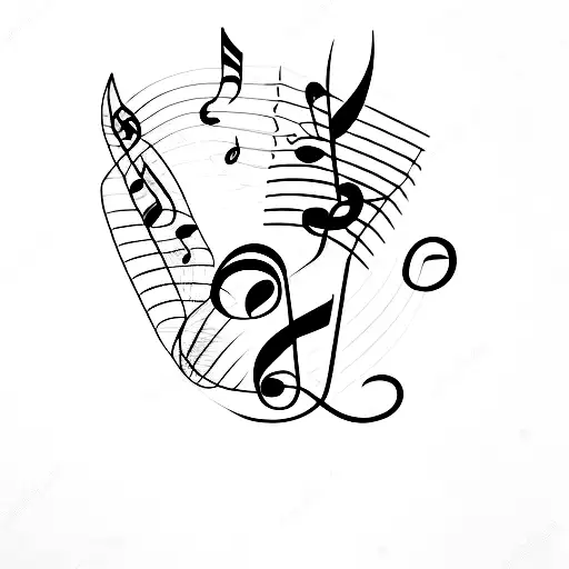 A Minimalist Tattoo Of A Coffee Cup With Musical Notes Flowing Out Of It