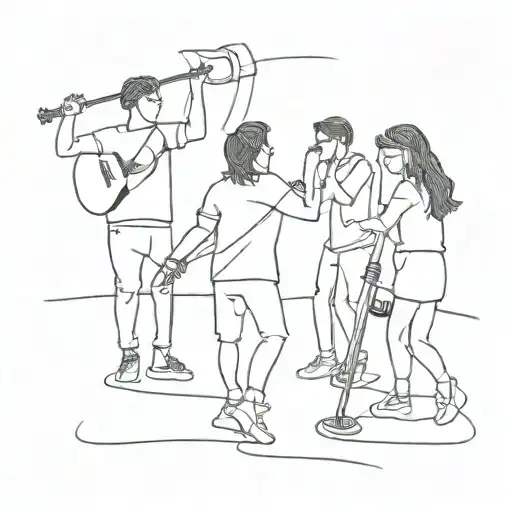 Sketch A Scene Of You And Your Friends Performing On Stage Together