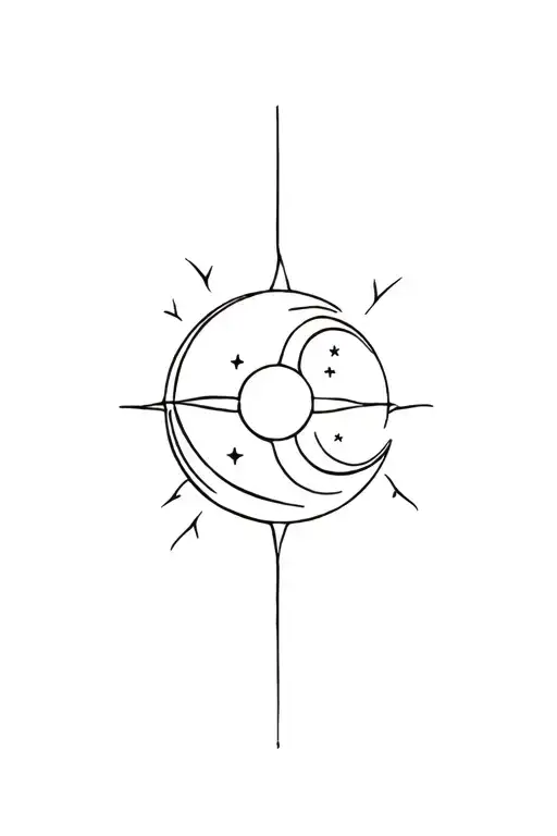 Sun With A Moon And A Star