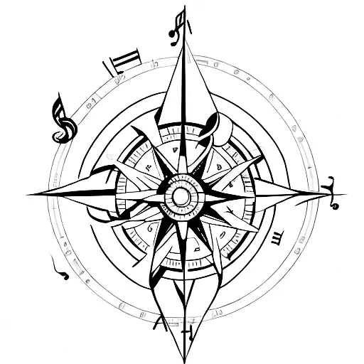 A Compass With Musical Notes As Directions