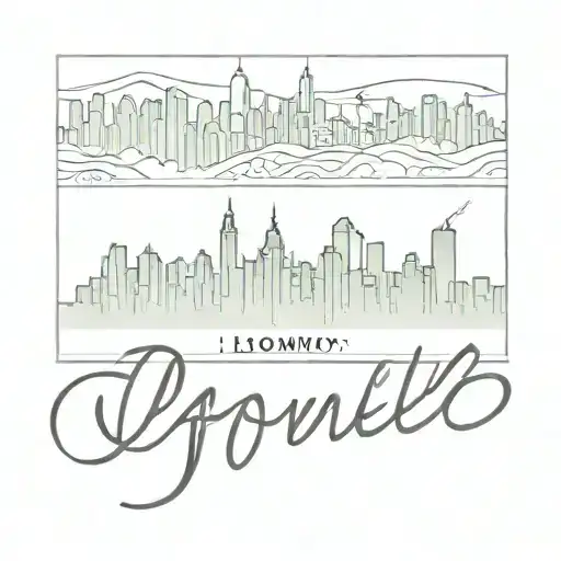 Line Tatto Of A City Skyline Silhouette In The Shape Of The Word Ilomilo