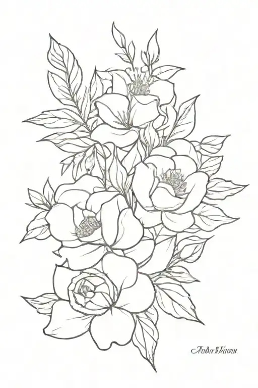 Birth Flower Bouquet Tattoo Fine Line