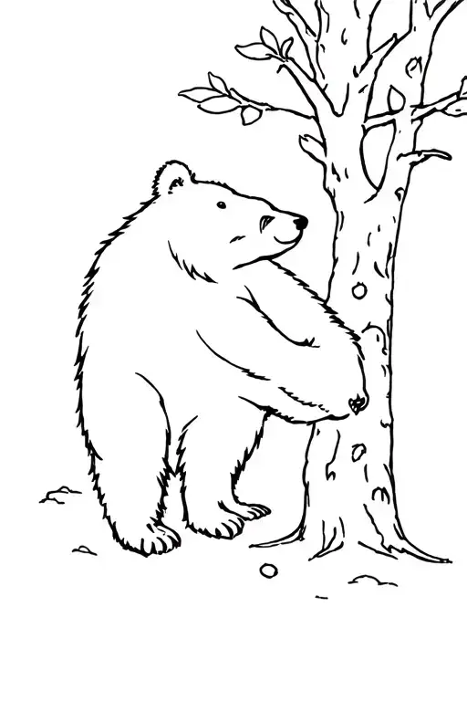 Bear Leaning On A Hazelnut Tree