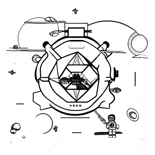 A Greenhouse Floating In Space With Lego Astronauts Tending To Exotic Flowers