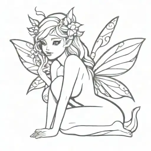 Cute And Sexy Fairy With Wings In Cartoon Style