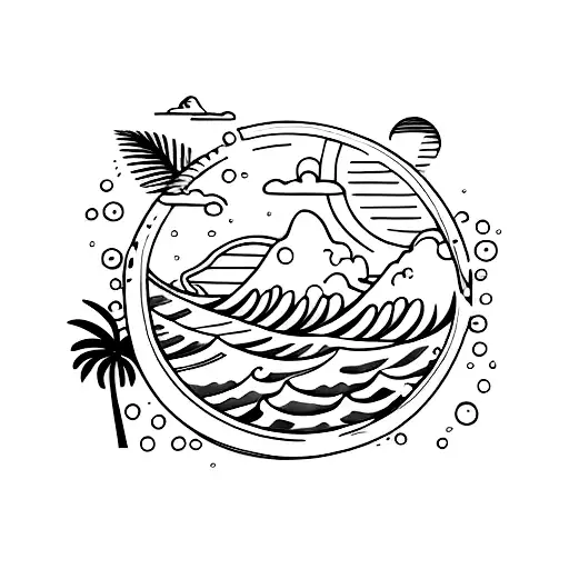 Waves Ocean Tropical Sun Thailand Travel Palm