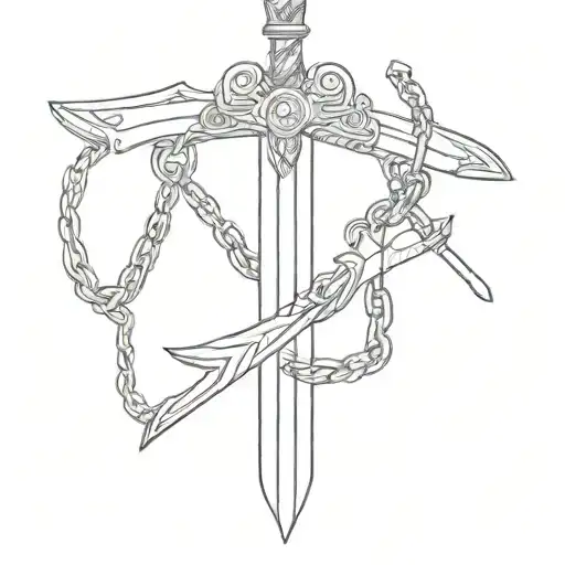 Sword With A Chain Connected To It