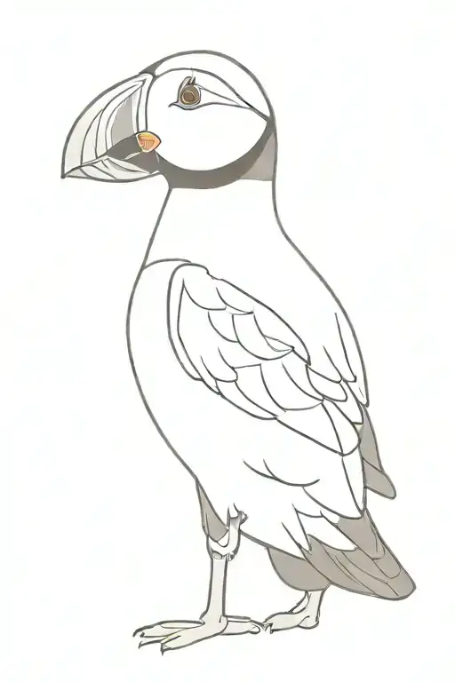 Puffin In Black And White Drawing