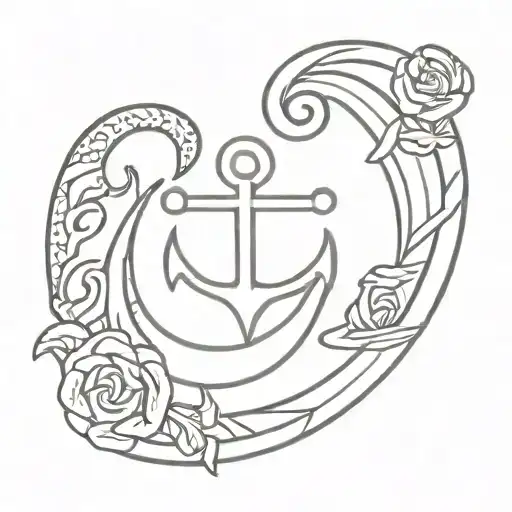 A Horse Shoe Surrounding An Anchor Surrounded
