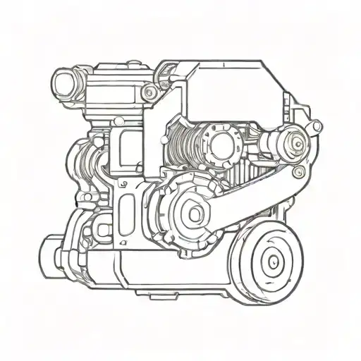 Design A Minimalist Tattoo Of A Car Engine With Subtle Alcohol-related Details