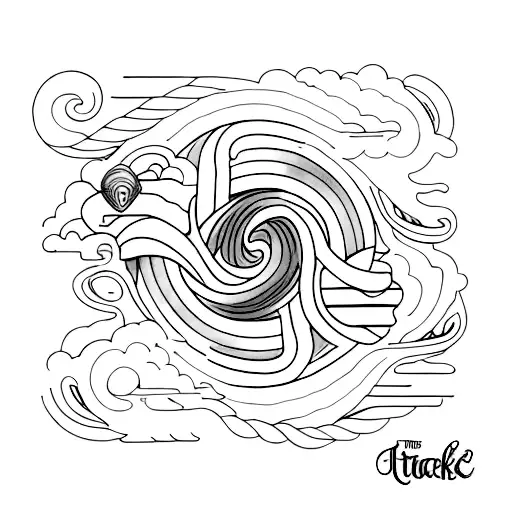 A Minimalist Tattoo Of A Purple Beach Sunset With Taylor Swift Lyrics Incorporated