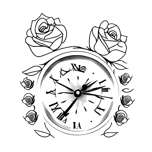 Clock With Roses