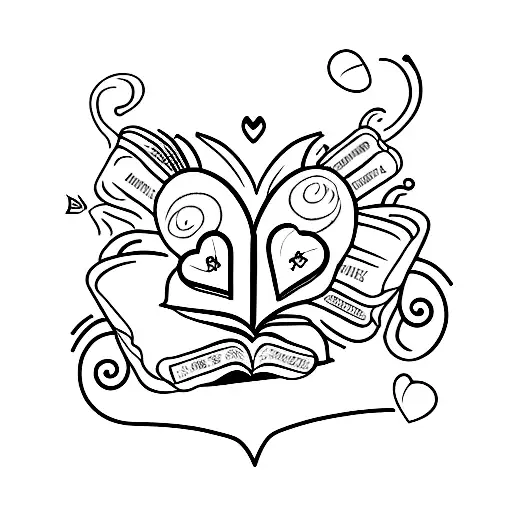 A Coffee Mug With A Heart-shaped Handle Surrounded By Books