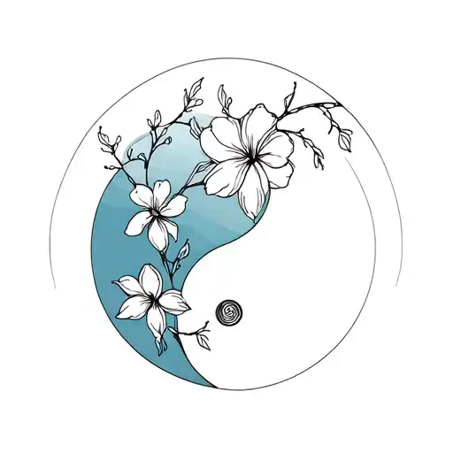 Ying Yang Flowers Fine Line