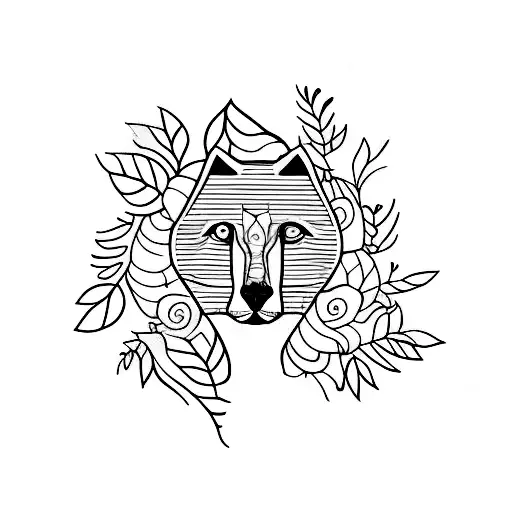 A Minimalist Tattoo Of A Silhouette Of A Woman Protecting Animals In A Nature Setting