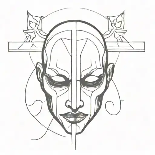 Kid Of Darkness Mask Over Upside-down Cross