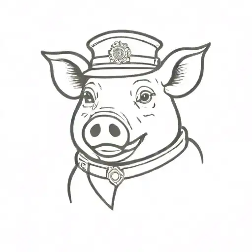 Pig Wearing Police Uniform