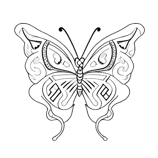 A Minimalist Tattoo Of A Butterfly With The Word 'Bloom'