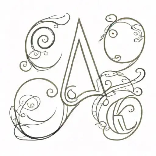 Triskel Initial A And C And K Letter