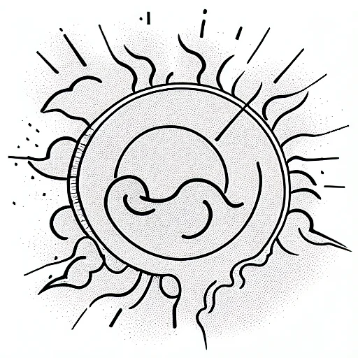 Cute Rain Cloud With A Sun Behind It And A Lighting Bolt