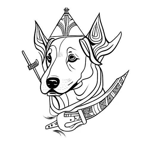 A Carpentry-inspired Tattoo With A Dog And A Carabao Incorporated In The Design