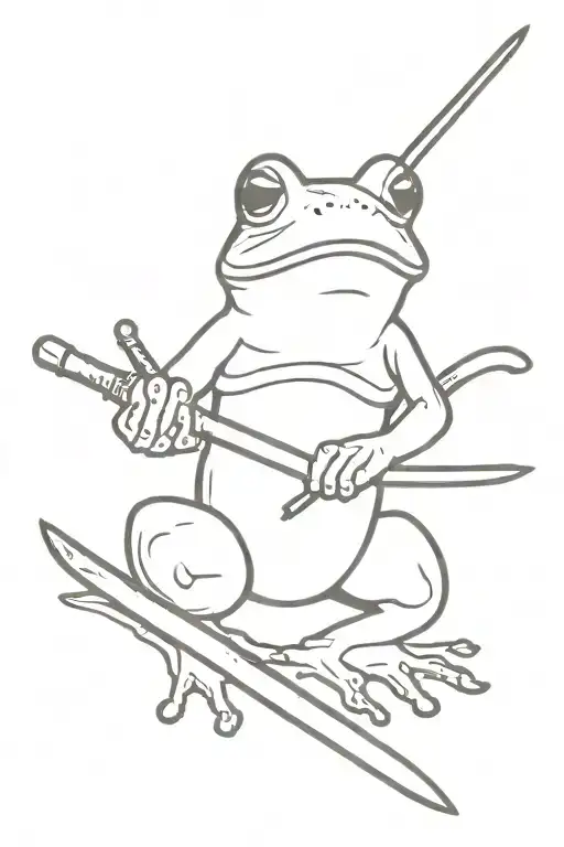Frog Holding Katana Sword