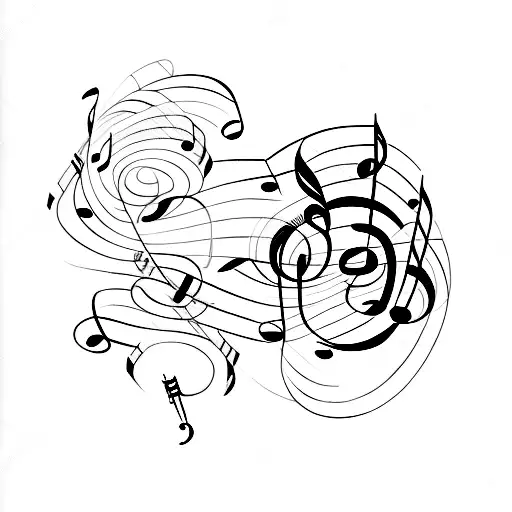 A Minimalist Tattoo Of A Music Note Surrounded By Roses