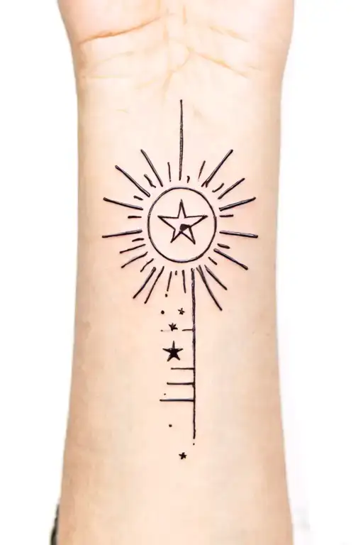 Tattoo With A Star And Sun Aligned