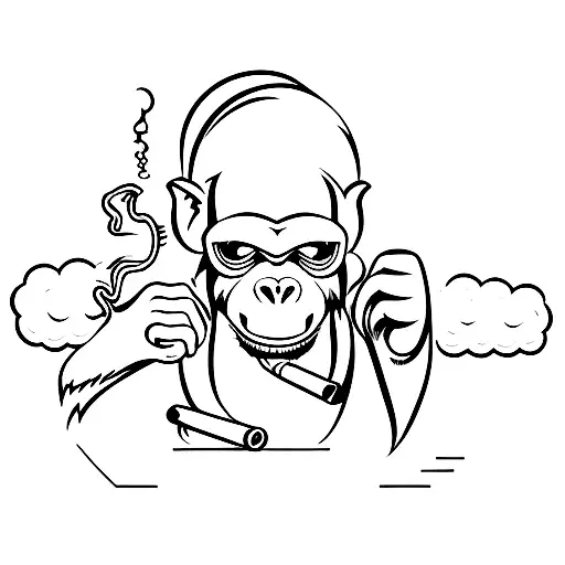New Monkey Smoking A Joint With The 8Bit Alien Smoking One Aslo