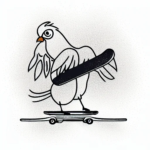 Chicken Wing With Muscular Arms Riding A Skateboard