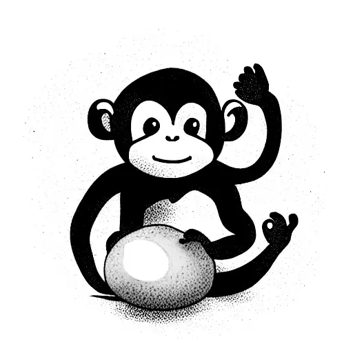 Cute Monkey Hugging An Egg